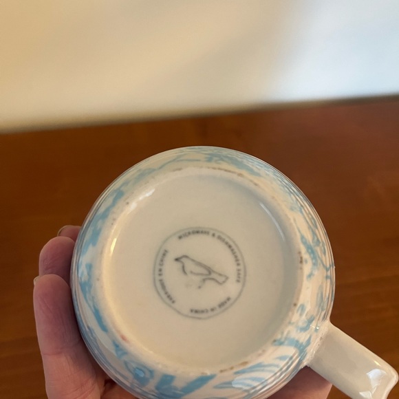 Anthropologie Homegrown Initial M Blue Floral Coffee Tea Mug Cottage Boho - Picture 5 of 5